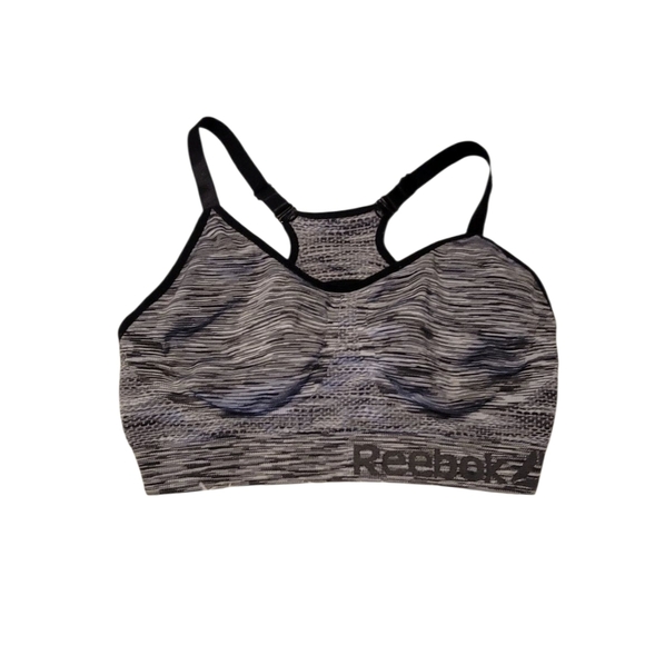 Reebok Women's Gray Patterned Sports Bra - Picture 1 of 3
